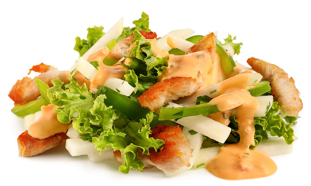 Rezept drucken: Kohlrabi Salat mit Puten Streifen