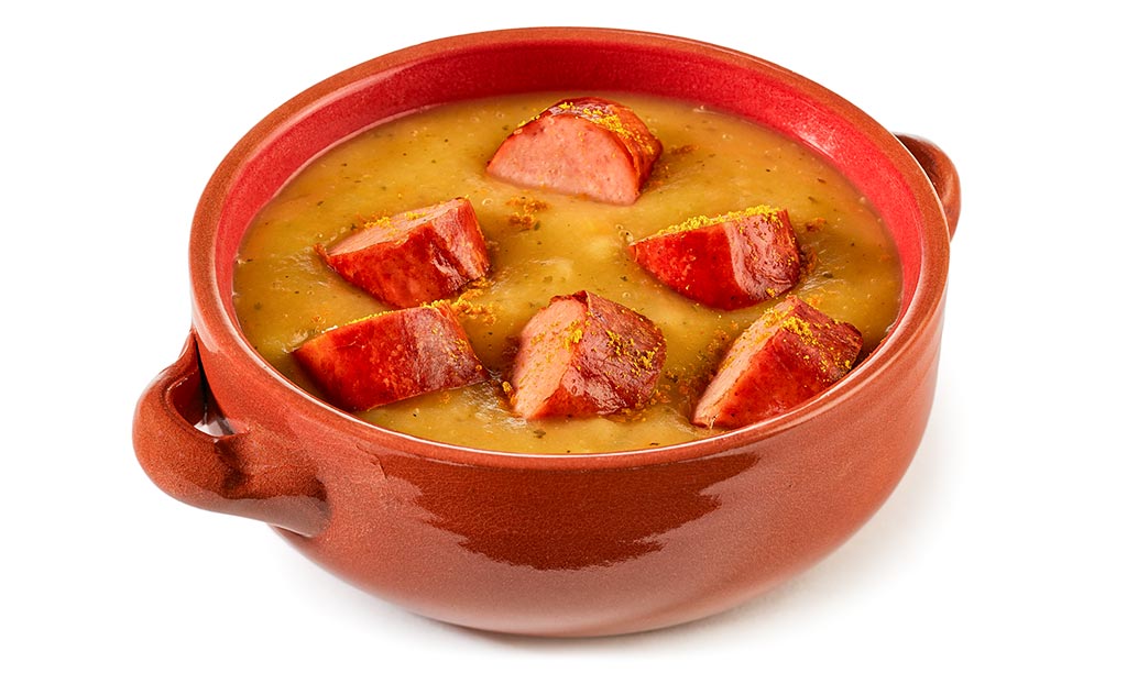 Rezept drucken: Kartoffel Suppe mit Curry Wurst
