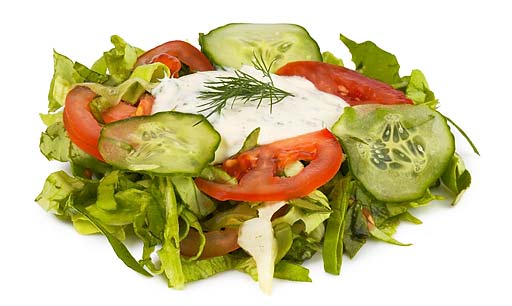 Blatt Salat mit Joghurt Sauce