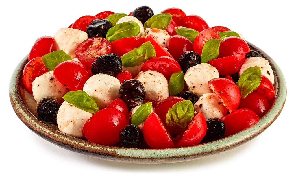 Druckversion vom Tomate Mozzarella Oliven Salat Rezept