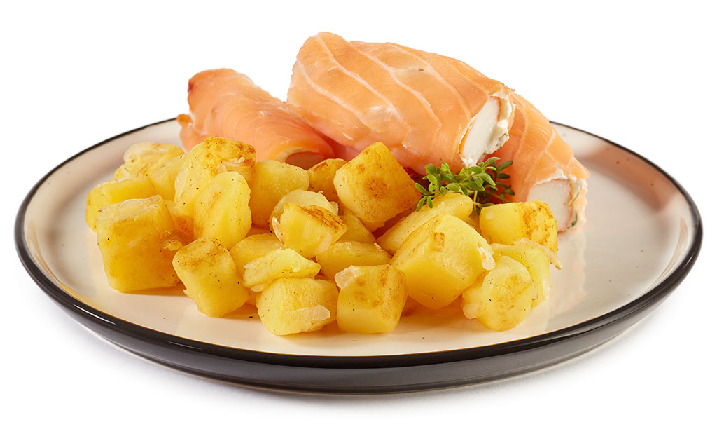Druckversion vom Lachs Surimi Rouladen & Brat Kartoffeln Rezept
