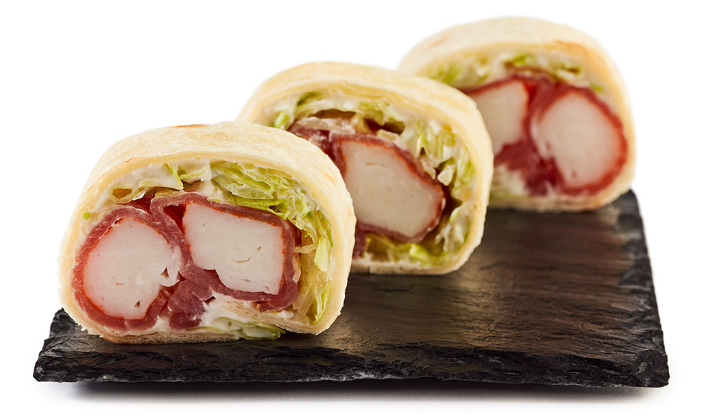Druckversion vom Schinken Surimi Wraps Fingerfood Rezept