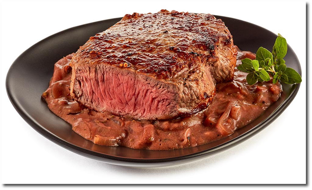 Hft Steak in Rot Wein Zwiebel Sauce