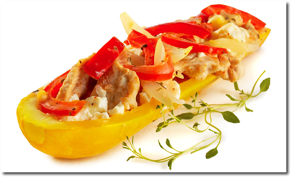 Gelbe Zucchini Auflauf mit Pute