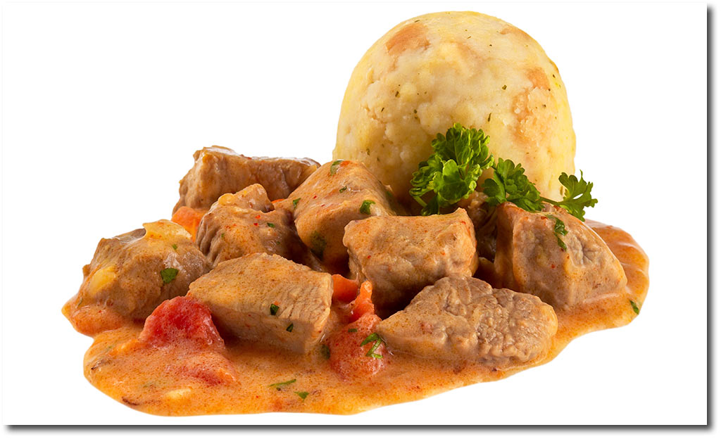 Rahm Kalbs Gulasch mit Semmel Kndel