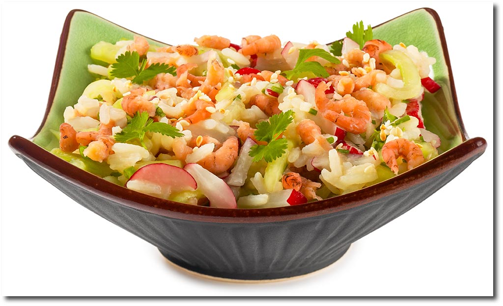 Asiatischer Reis Salat mit Krabben