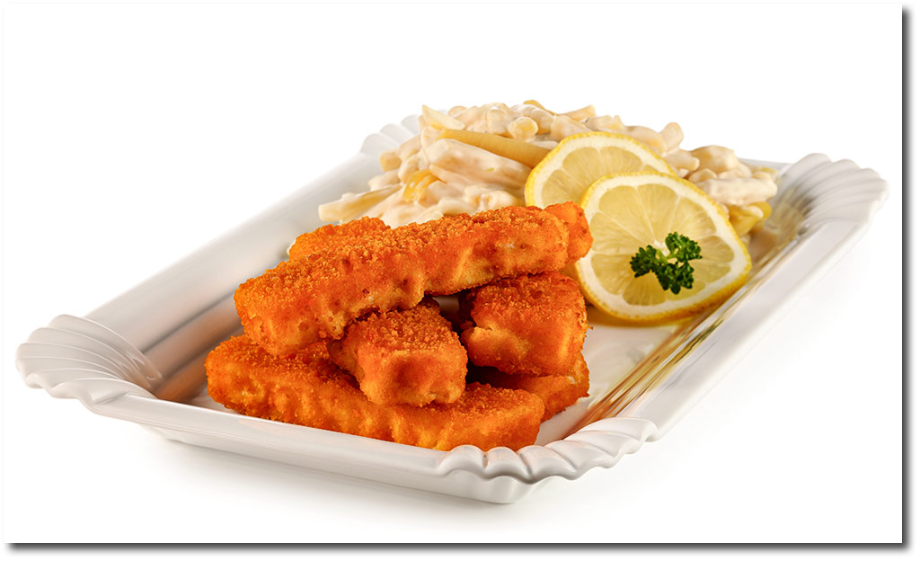 Fisch Stbchen mit Bohnen Salat