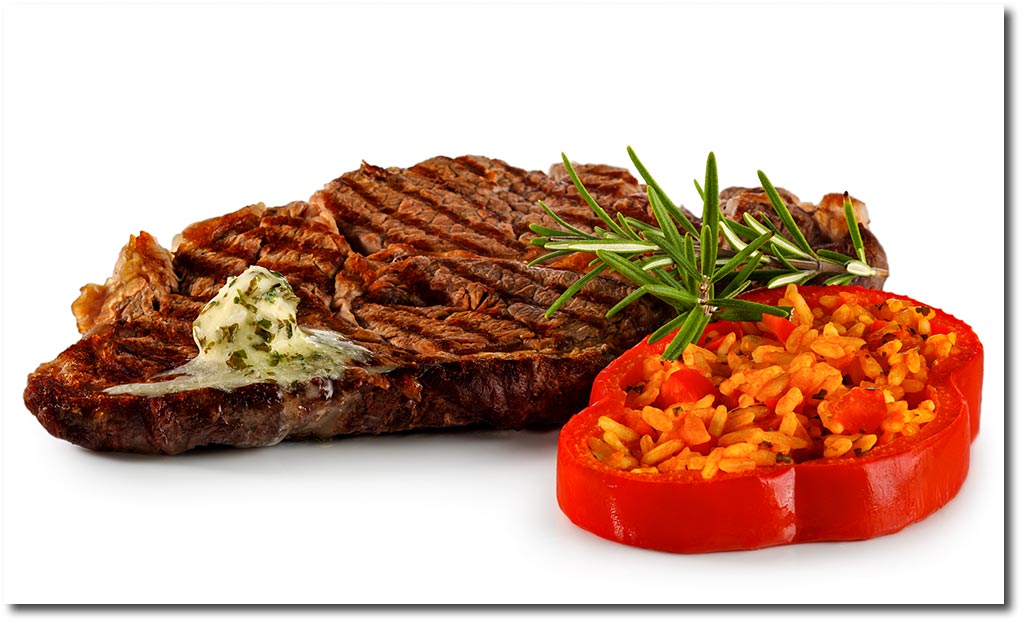 Entrecote Steak mit Paprika Reis