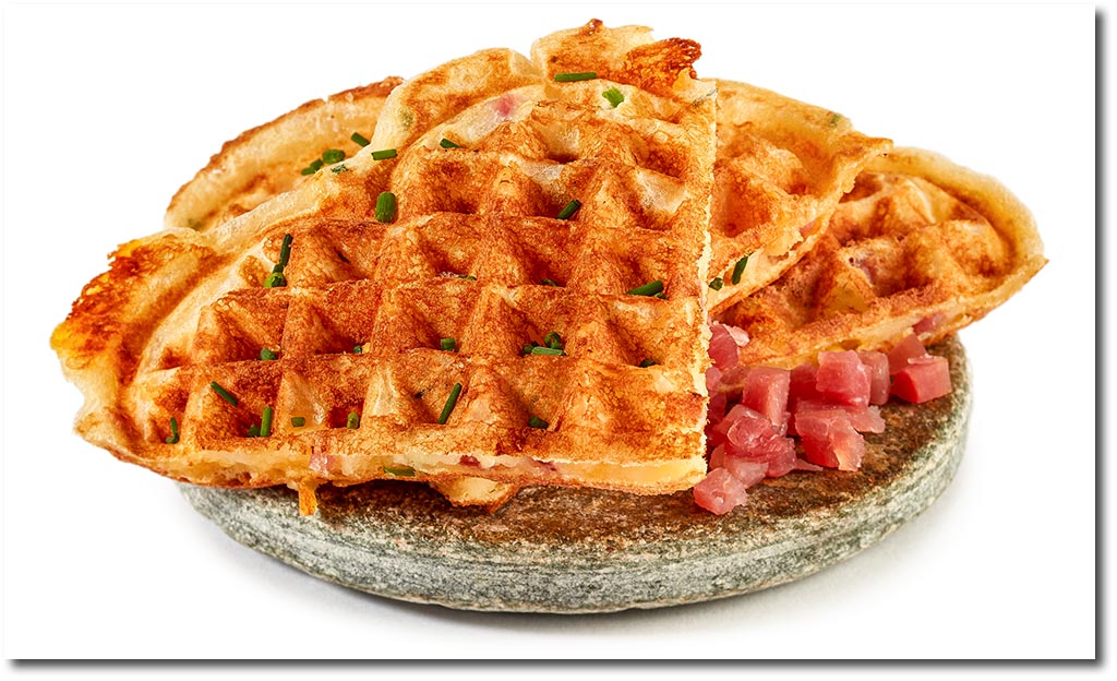 Herzhafte Waffeln mit Schinken & Kse