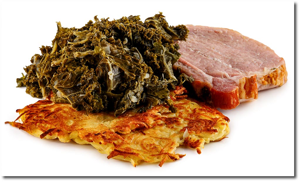 Grn Kohl mit Kassler und Reibe Kuchen
