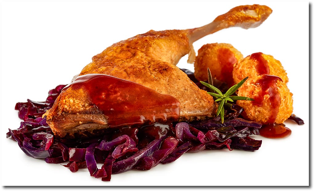 Enten Keule mit Rot Kohl