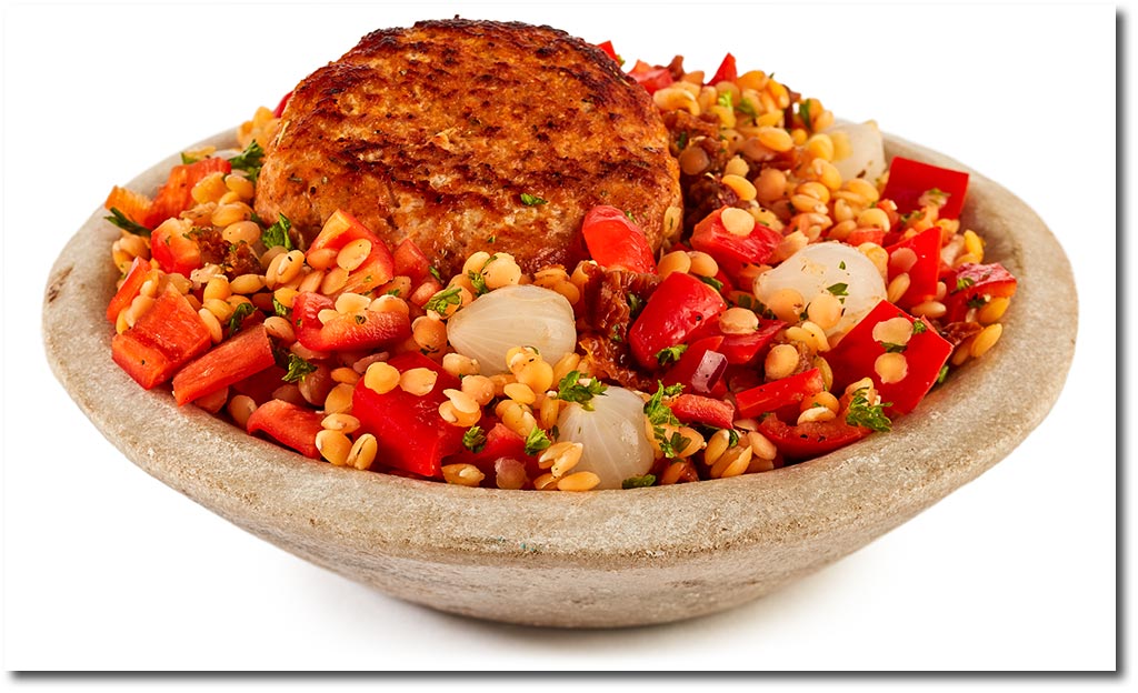 Frikadellen mit Rote Linsen Salat