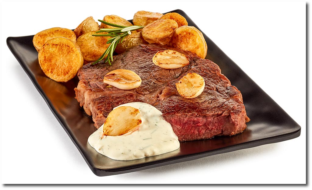 Entrecote Steak mit Knoblauch Sauce