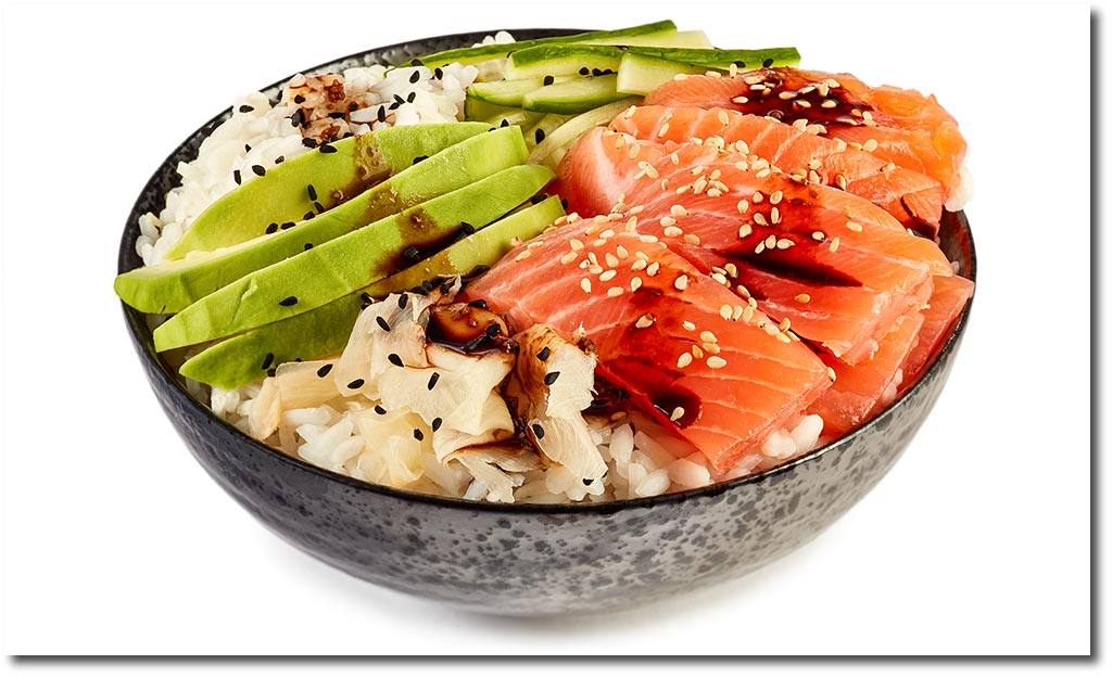 Sushi Bowl mit Lachs und Avocado