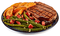 BBQ Steak mit Speck Bohnen
