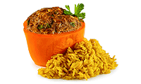 Gefüllte Paprika Schoten mit Curry Reis Rezept
