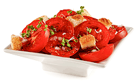 Tomaten Salat mit Knoblauch Croutons