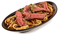 Spaghetti mit Rump Steak Streifen Rezept